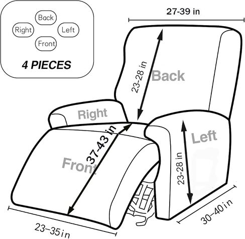 NILUOH Waterproof Recliner Chair Covers 4-Pieces Stretch Jacquard LazyBoy Chair Cover Large Recliner Slipcovers for Reclining Chair Soft Furniture Protector with Elastic Bottom(1 Seater,Khaki) in Saudi Arabia