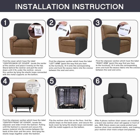 NILUOH Waterproof Recliner Chair Covers 4-Pieces Stretch Jacquard LazyBoy Chair Cover Large Recliner Slipcovers for Reclining Chair Soft Furniture Protector with Elastic Bottom(1 Seater,Khaki) in Saudi Arabia