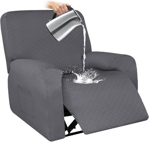 NILUOH Waterproof Recliner Chair Covers 4-Pieces Stretch Jacquard LazyBoy Chair Cover Large Recliner Slipcovers for Reclining Chair Soft Furniture Protector with Elastic Bottom(1 Seater,Khaki) in Saudi Arabia