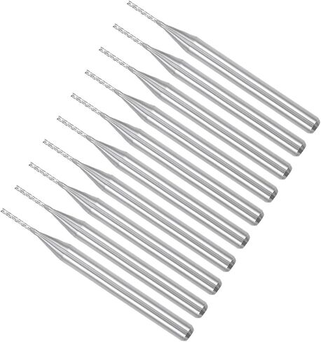 Carbide End Mill Engraving Milling Bits, 0.8mm Bit Dia. 1/8" Shank, CNC Cutting Router Bits Tool - (Applications: for PCB Machine), 10-Pieces in Saudi Arabia