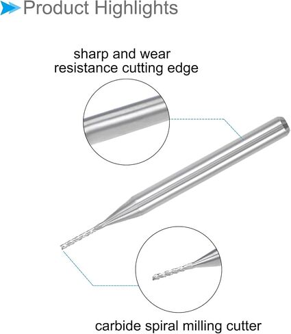 Carbide End Mill Engraving Milling Bits, 0.8mm Bit Dia. 1/8" Shank, CNC Cutting Router Bits Tool - (Applications: for PCB Machine), 10-Pieces in Saudi Arabia