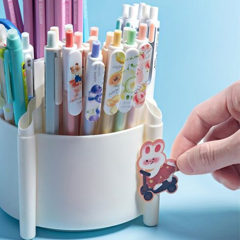 M&G 360 Degree Rotating Pen Holder for Desk Organizer, 4 Compartments Desktop Pencil Holder, Desk organizers and Accessories Storage Stationery Supplies Cute Pencil Cup for School Office Home (White) in Saudi Arabia