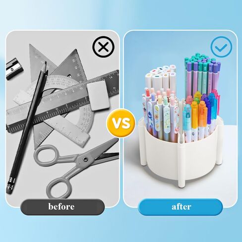 M&G 360 Degree Rotating Pen Holder for Desk Organizer, 4 Compartments Desktop Pencil Holder, Desk organizers and Accessories Storage Stationery Supplies Cute Pencil Cup for School Office Home (White) in Saudi Arabia