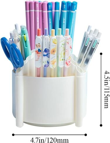 M&G 360 Degree Rotating Pen Holder for Desk Organizer, 4 Compartments Desktop Pencil Holder, Desk organizers and Accessories Storage Stationery Supplies Cute Pencil Cup for School Office Home (White) in Saudi Arabia
