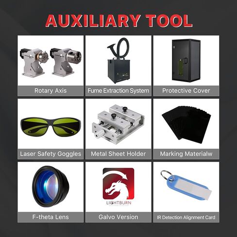 Cloudray 30W (30,000mW) آلة التعليم بليزر الألياف Raycus من الفئة 2 CLM30F لوضع العلامات على المعادن (175x175 مم / 6.9 بوصة × 6.9 بوصة) in Kuwait