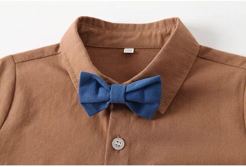Baby Boys Summer Gentleman Shirt Outfits Clothes Long Sleeve Button Down Tops with Bowtie + Suspenders Shorts in Saudi Arabia