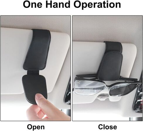 SUNCARACCL 2 PCS Sunglass Holder for Car Visor, Magnetic Leather Eyeglass Hanger Clip for Car, Suitable for Different Size Eyeglasses, Car Visor Accessories (Black) in Saudi Arabia