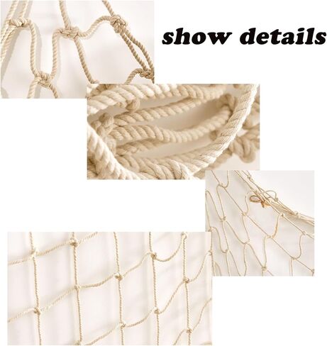 Rosoz Natural Fish Net Decorative for Party, Natural Cotton Netting 80x40 Inch, Nautical Themed Fishnet Party Accessory in Saudi Arabia