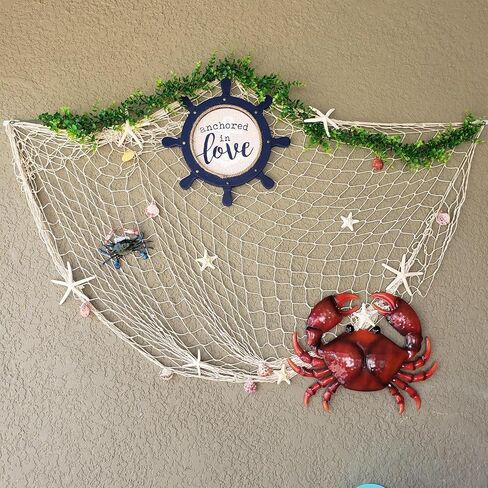 شبكة سمكة طبيعية من Rosoz مزخرفة للحفلات، شبكة من القطن الطبيعي مقاس 80 × 40 بوصة، ملحقات حفلات شبكة صيد السمك ذات طابع بحري in Kuwait