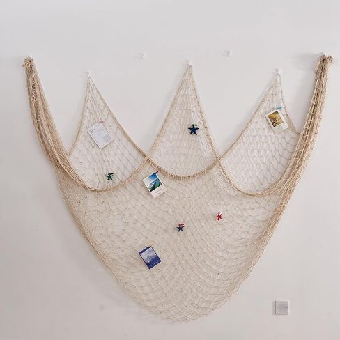 Rosoz Natural Fish Net Decorative for Party, Natural Cotton Netting 80x40 Inch, Nautical Themed Fishnet Party Accessory in Saudi Arabia