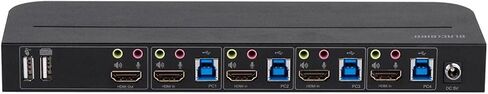 Monoprice Blackbird 4K HDMI 2.0 وUSB 3.0 4x1 KVM Switch، 4K@60 هرتز، HDR، YCbCr 4:4:4، HDCP 2.2، مشاركة 4 أجهزة كمبيوتر مع طابعة لوحة مفاتيح وماوس واحدة in Saudi Arabia