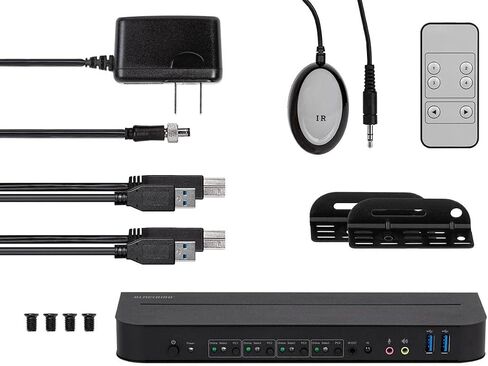 Monoprice Blackbird 4K HDMI 2.0 وUSB 3.0 4x1 KVM Switch، 4K@60 هرتز، HDR، YCbCr 4:4:4، HDCP 2.2، مشاركة 4 أجهزة كمبيوتر مع طابعة لوحة مفاتيح وماوس واحدة in Saudi Arabia