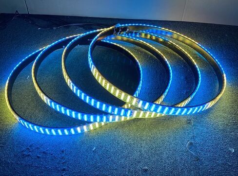 SDO 17.5'' Quad Row Dream Color Chase LED Wheel Ring Light w/Turn Signal/ON/Off/Brake/Lock Fuction Metal Ring Sturdy Iron Ring Black Base Rim Lights Bluetooth APP/RF Remote Ctrl (17.5'') in Saudi Arabia