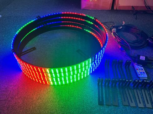 SDO 17.5'' Quad Row Dream Color Chase LED Wheel Ring Light w/Turn Signal/ON/Off/Brake/Lock Fuction Metal Ring Sturdy Iron Ring Black Base Rim Lights Bluetooth APP/RF Remote Ctrl (17.5'') in Saudi Arabia