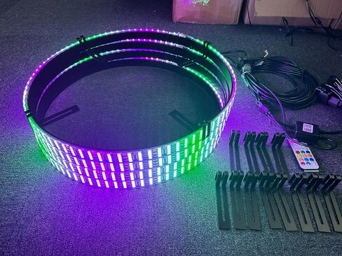 SDO 17.5'' Quad Row Dream Color Chase LED Wheel Ring Light w/Turn Signal/ON/Off/Brake/Lock Fuction Metal Ring Sturdy Iron Ring Black Base Rim Lights Bluetooth APP/RF Remote Ctrl (17.5'') in Saudi Arabia