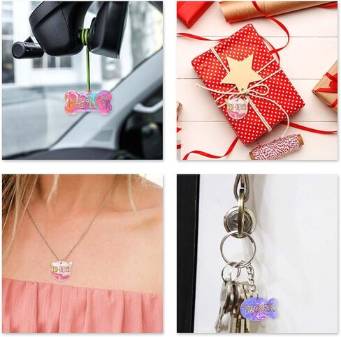 Qianyu 46 Pcs Pet Tag Resin Mould Silicone Model Dedicated for Casting Resin Pet Collar Pendant Dog Cat Name Keychain Mould with Set of Matching Keychain DIY Crafts Making Tag Pendant Accessories in Kuwait