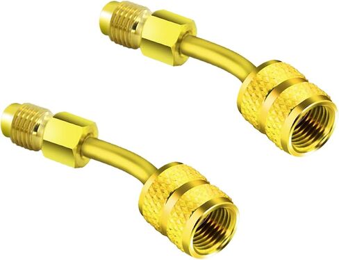 محول R410A 5/16 بوصة SAE أنثى و1/4 بوصة ذكر وصلة سريعة بزاوية شحن محول فراغ موصل R410A مع نظام تقسيم صغير كشتبان in Kuwait