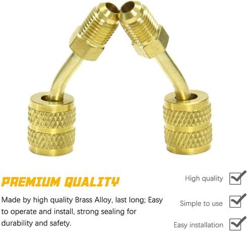 محول R410A 5/16 بوصة SAE أنثى و1/4 بوصة ذكر وصلة سريعة بزاوية شحن محول فراغ موصل R410A مع نظام تقسيم صغير كشتبان in Kuwait