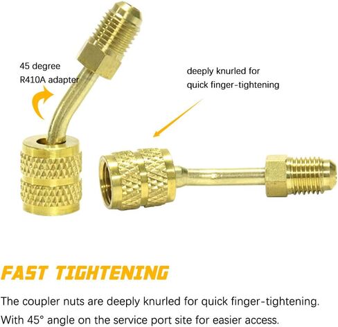 محول R410A 5/16 بوصة SAE أنثى و1/4 بوصة ذكر وصلة سريعة بزاوية شحن محول فراغ موصل R410A مع نظام تقسيم صغير كشتبان in Kuwait