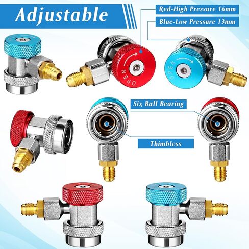 مجموعة محولات AC R134A السريعة، يمكن لـ R134a الاستفادة من الصمامات R134a إلى R22/410a محول تركيب مع صمام خرطوم أساسي ومزيل صمام كشتبان أساسي لنظام تبريد مكيف هواء السيارة in Saudi Arabia