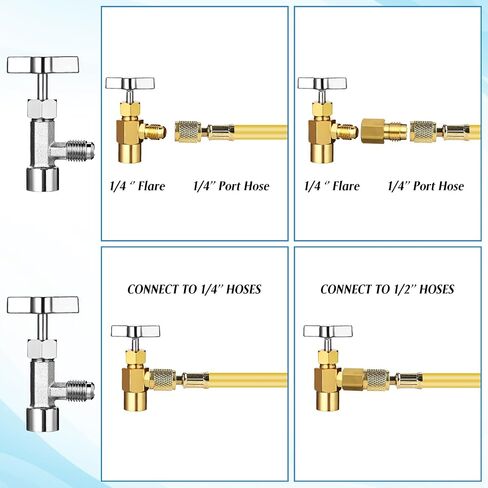 مجموعة محولات AC R134A السريعة، يمكن لـ R134a الاستفادة من الصمامات R134a إلى R22/410a محول تركيب مع صمام خرطوم أساسي ومزيل صمام كشتبان أساسي لنظام تبريد مكيف هواء السيارة in Saudi Arabia
