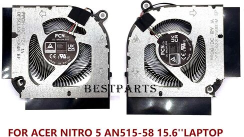 BestParts New Genuine CPU+GPU Fan Replacement for ACER Nitro 5 (AN515-58) Gaming Laptop 15.6'', P/N: FPDG DFSCK22D05883M, FPDH DFSCL12E16486M, 12V Fan in Saudi Arabia