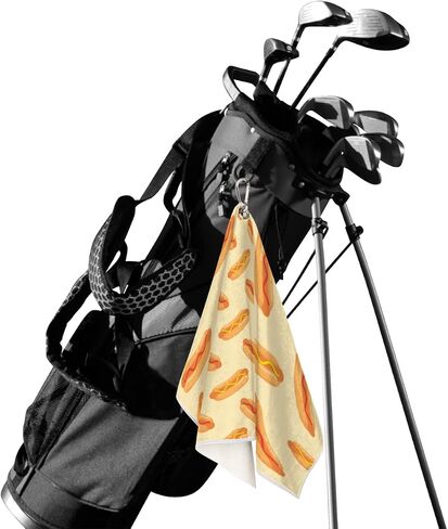 UIWOLTIK Golf Towel – Premium Microfiber Towel with Carabiner Clip, High Performance Golf Club Membership -Fanny Hot Dog Food Golf Towel for Golf Bags for Men/Women，Golf Accessories in Saudi Arabia