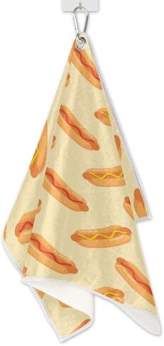 UIWOLTIK Golf Towel – Premium Microfiber Towel with Carabiner Clip, High Performance Golf Club Membership -Fanny Hot Dog Food Golf Towel for Golf Bags for Men/Women，Golf Accessories in Saudi Arabia