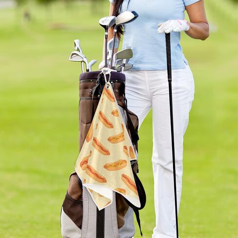 UIWOLTIK Golf Towel – Premium Microfiber Towel with Carabiner Clip, High Performance Golf Club Membership -Fanny Hot Dog Food Golf Towel for Golf Bags for Men/Women，Golf Accessories in Saudi Arabia