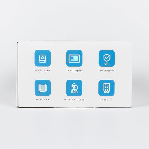 حافظة Pironman Mini PC لـ Raspberry Pi - حافظة برجية من سبائك الألومنيوم مع مروحة، مبرد برج، لوحة توسيع M.2 SATA SSD، 0.96 بوصة OLED، مستقبل IR وزر طاقة لـ Raspberry Pi 4 in Kuwait