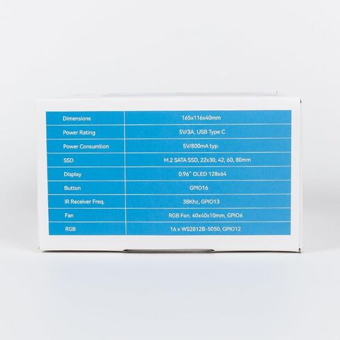 حافظة Pironman Mini PC لـ Raspberry Pi - حافظة برجية من سبائك الألومنيوم مع مروحة، مبرد برج، لوحة توسيع M.2 SATA SSD، 0.96 بوصة OLED، مستقبل IR وزر طاقة لـ Raspberry Pi 4 in Kuwait