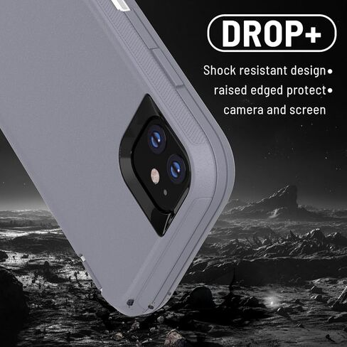 حافظة pdxox شديدة التحمل لهاتف iPhone 11، حافظة حماية عسكرية مكونة من 3 طبقات من السقوط ومضادة للصدمات وحماية كاملة للجسم وشحن لاسلكي لهاتف Apple iPhone 11 (بدون واقي شاشة) (أسود) in Kuwait