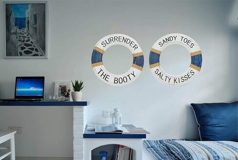 Hand Carved Lifesaver Rings Decor - Surrender the Booty and Sandy Toes, Salty Kisses Design - Nautical Beach Décor - Pool Safety Equipment - Outdoor Sign, Pool and Boat Decoration in Saudi Arabia