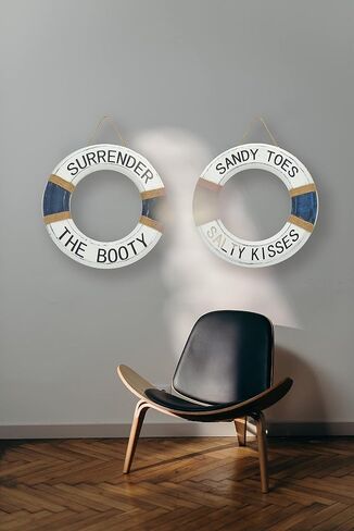 Hand Carved Lifesaver Rings Decor - Surrender the Booty and Sandy Toes, Salty Kisses Design - Nautical Beach Décor - Pool Safety Equipment - Outdoor Sign, Pool and Boat Decoration in Saudi Arabia