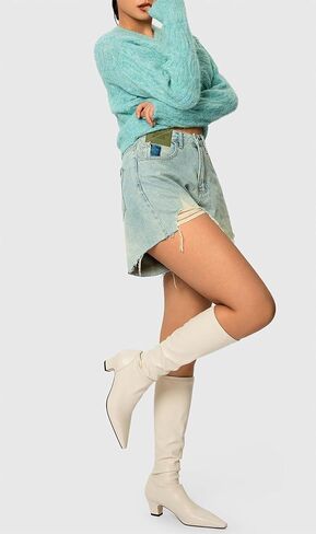 NobleOnly Womens Close Square Toe Mid Block Heel Slip-on Mid Calf Boots Casual Office Dress Boots 2.0 Inches Heels in Saudi Arabia