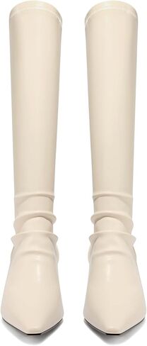 NobleOnly Womens Close Square Toe Mid Block Heel Slip-on Mid Calf Boots Casual Office Dress Boots 2.0 Inches Heels in Saudi Arabia