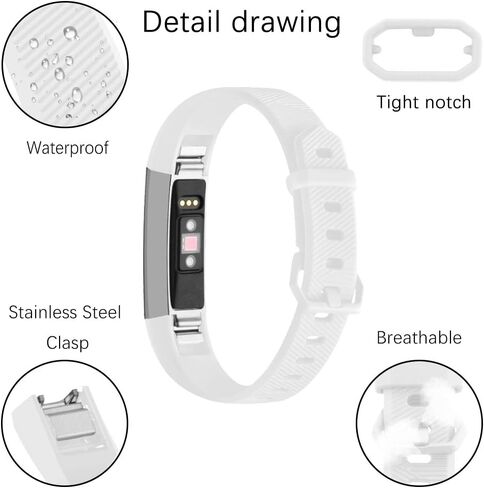 Fcloud Sport Watch Bands Compatible with Fitbit Alta/Fitbit Alta HR Soft Water Proof Fitness Straps for Women Men（White，Small） in Saudi Arabia