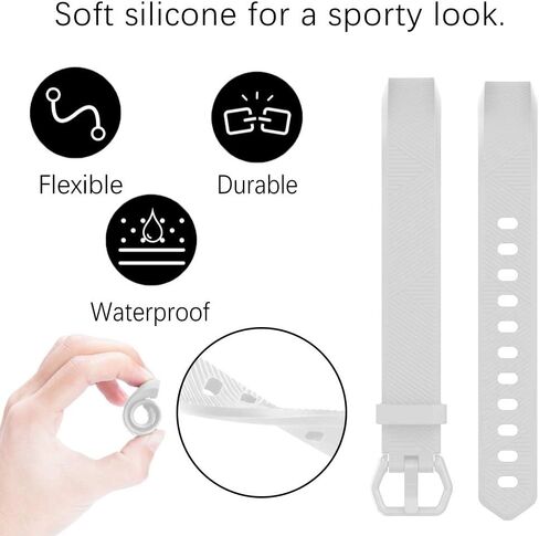 Fcloud Sport Watch Bands Compatible with Fitbit Alta/Fitbit Alta HR Soft Water Proof Fitness Straps for Women Men（White，Small） in Saudi Arabia