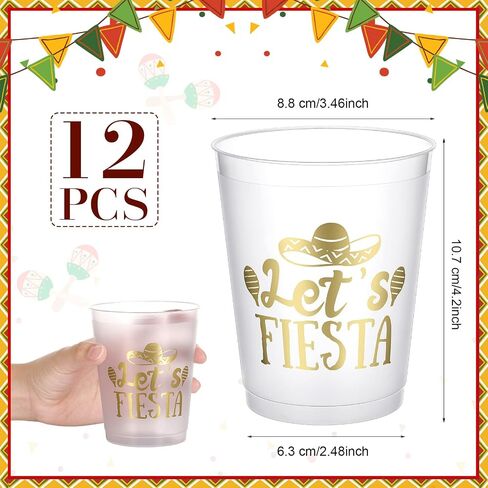 12 قطعة 16 أونصة قابلة لإعادة الاستخدام من أكواب Let's Fiesta Party Fiesta كوب بلاستيكي أكواب مكسيكية سينكو دي مايو لتزيين الحفلات من أجل لوازم حفلات Fiesta Taco أكواب مكسيكية in Saudi Arabia