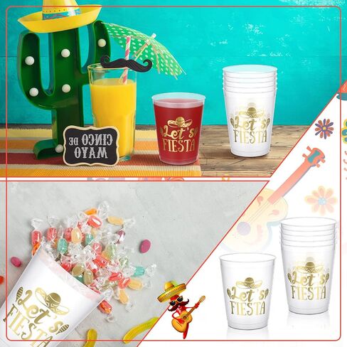 12 قطعة 16 أونصة قابلة لإعادة الاستخدام من أكواب Let's Fiesta Party Fiesta كوب بلاستيكي أكواب مكسيكية سينكو دي مايو لتزيين الحفلات من أجل لوازم حفلات Fiesta Taco أكواب مكسيكية in Saudi Arabia