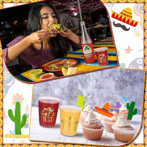 12 قطعة 16 أونصة قابلة لإعادة الاستخدام من أكواب Let's Fiesta Party Fiesta كوب بلاستيكي أكواب مكسيكية سينكو دي مايو لتزيين الحفلات من أجل لوازم حفلات Fiesta Taco أكواب مكسيكية in Saudi Arabia