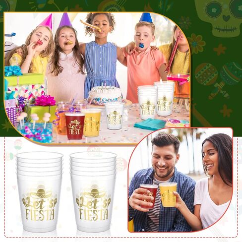12 قطعة 16 أونصة قابلة لإعادة الاستخدام من أكواب Let's Fiesta Party Fiesta كوب بلاستيكي أكواب مكسيكية سينكو دي مايو لتزيين الحفلات من أجل لوازم حفلات Fiesta Taco أكواب مكسيكية in Saudi Arabia