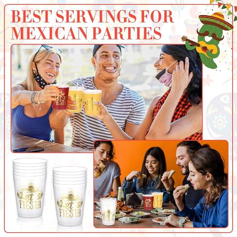 12 قطعة 16 أونصة قابلة لإعادة الاستخدام من أكواب Let's Fiesta Party Fiesta كوب بلاستيكي أكواب مكسيكية سينكو دي مايو لتزيين الحفلات من أجل لوازم حفلات Fiesta Taco أكواب مكسيكية in Saudi Arabia