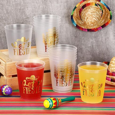 12 قطعة 16 أونصة قابلة لإعادة الاستخدام من أكواب Let's Fiesta Party Fiesta كوب بلاستيكي أكواب مكسيكية سينكو دي مايو لتزيين الحفلات من أجل لوازم حفلات Fiesta Taco أكواب مكسيكية in Saudi Arabia