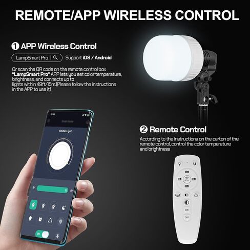 EMART 50W Dimming 3000K-6000K APP/Remote Control LED Light Bulb for Softbox Lighting Kit, Photography Lighting Soft Light Bulb for Professional Studio,Home,Office,Garden,Grow Light-2 Packs in Saudi Arabia