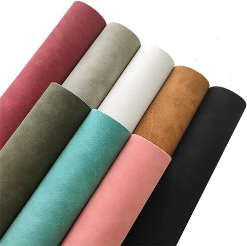 8 Pcs Colored Faux Suede PU Leather Fabric, Soft Smooth Synthetic Crafts Leather Fabric for Handicraft DIY Projects (21cmx30cm) in Saudi Arabia