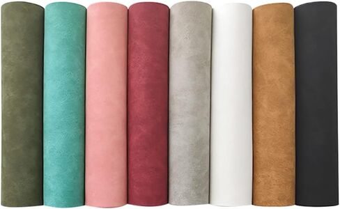 8 Pcs Colored Faux Suede PU Leather Fabric, Soft Smooth Synthetic Crafts Leather Fabric for Handicraft DIY Projects (21cmx30cm) in Saudi Arabia
