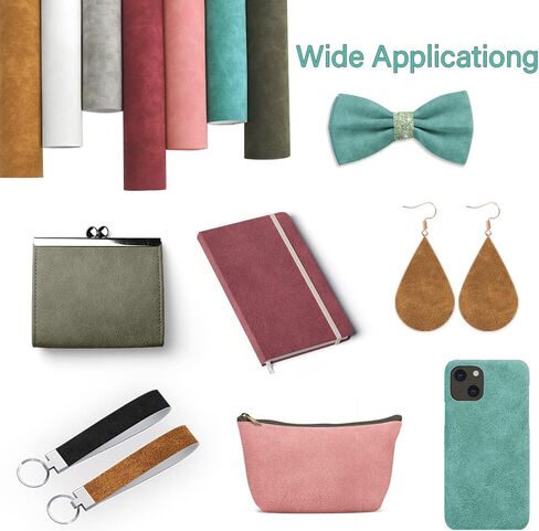 8 Pcs Colored Faux Suede PU Leather Fabric, Soft Smooth Synthetic Crafts Leather Fabric for Handicraft DIY Projects (21cmx30cm) in Saudi Arabia