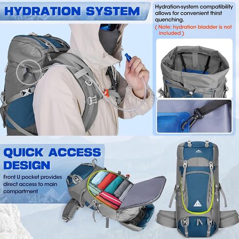 IGOLUMON 60L Hiking Backpack Waterproof Camping Backpack with Rain Cover Large Lightweight Backpacking Backpack for Men Women in Kuwait