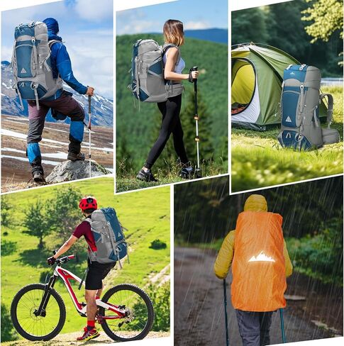 IGOLUMON 60L Hiking Backpack Waterproof Camping Backpack with Rain Cover Large Lightweight Backpacking Backpack for Men Women in Kuwait